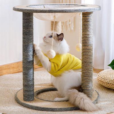 China Sustainable Wholesale Natural Rattan Cat Tree Sisal Pet Cat Scratching Shelves for sale