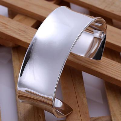 China Elegant Shiny Simple Channel Classic Women's Silver Plated Silver Bangle 925 Bracelet for sale