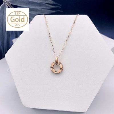 China Real Gold CLASSIC GX Soild Moissanite Or Zircon Circle Drop Bead Or Tassel Line Pendant Necklace For Jewelry Gift Set 2 for sale