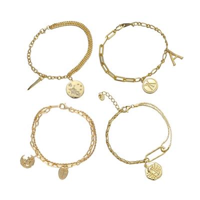 China Wholesale Stylish Temperament Gold Plated Pendant Bracelets Set 925 Sterling Silver Jewelry For Women Gift for sale