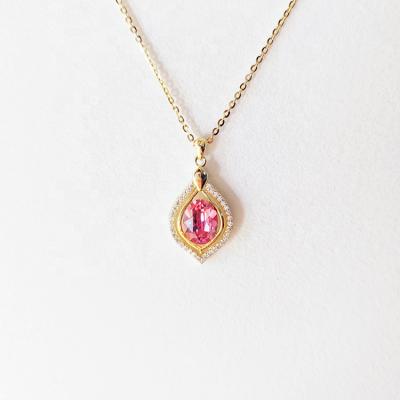 China Popular CLASSIC 925 Sterling Silver Geometric Type Red Crystal Gem Female Pendant Necklace Necklace Jewelry for sale