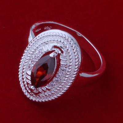 China FASHIONABLE big red silver plated silver female simple personality ring 925 new style jewelry fashion for sale