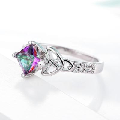 China Simple Fashion Luxury Customized Color Rings Jewelry Women 2020 Silver Plated Light Geometric Zircon Stone for sale