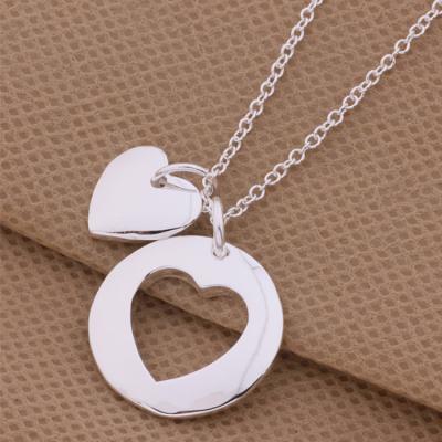 China FASHIONABLE creative double heart pendant silver plated jewelry women's alloy jewelry with chain 202108073 for sale