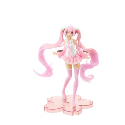 China Cute Pink Sakura Hatsune Miku Figure Cartoon Rabbit Ear Miku PVC Model Toy Doll Cake Decorations Desk Ornament for sale