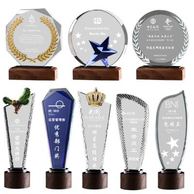 China Europe Customized Crystal Trophies Laser Engraving Geometric Sports Competition Winner Awards Rhombic Trophy for sale