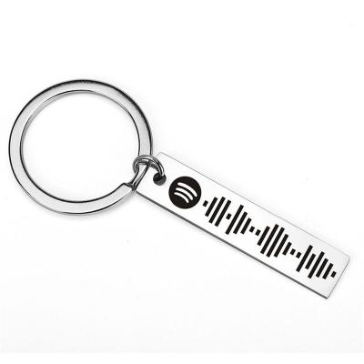 China Promotion Music Spotify Scan Code Gift Personalized Key Chain For Women Men Stainless Steel Keychain Custom Laser Engrave Spotify Code Jewelry for sale