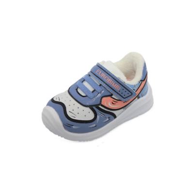 China Thermal Toe Pad Graffiti Design Padded Winter Warm Toddler Shoes Blue Kids Sneakers for sale