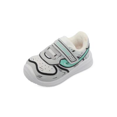 China Thermal Toe Pad Graffiti Design Padded Winter Warm Toddler Shoes Gray Kids Sneakers for sale