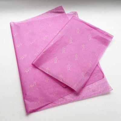 China ANTISTATIC Hot Pink Gold Text Gift Wrapping Paper Custom Tissue Paper for sale