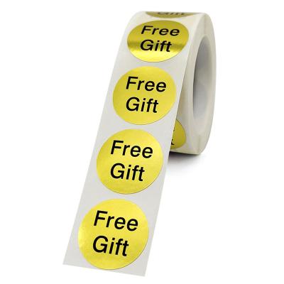 China Promotion Wholesale 500pcs/roll Light Gold/Silver Adhesive Free Gift Stickers For Merchandise Promotion for sale