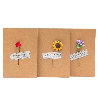 China China Kraft Dried Flower Greeting Card Holiday Blessing Creative Custom Greeting Card for sale