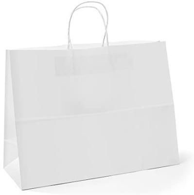 China Recycled White Shopping Materials Shopping Bag 16*6*12 Gift Box Packing Case Bag Portable Shopping Kraft Paper Bag for sale