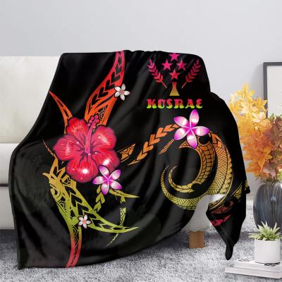 China Anti-Static Polynesian Tribal Floral Pattern Wholesale Flannel Blanket Warm And Cozy Birthday Holiday Gift for sale