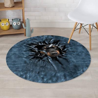 China Customized Customized Round Rubber Outdoor European Non-slip Polyester Door Mat Design 3D Mat Non-Slip Digital Printing for sale