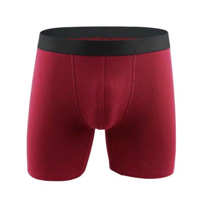 China European and American men's underwear breathable cotton plus size fat type boxer briefs sports solid color extended border supply for sale