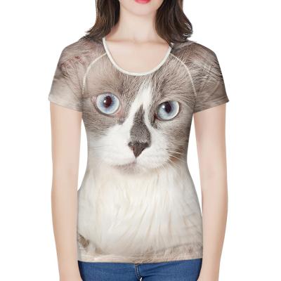 China QUICK-DRY Slim Fit Round Neck Women's T-Shirt With Animal Printing Support Round Neck Wholesale Custom Short Sleeve for sale