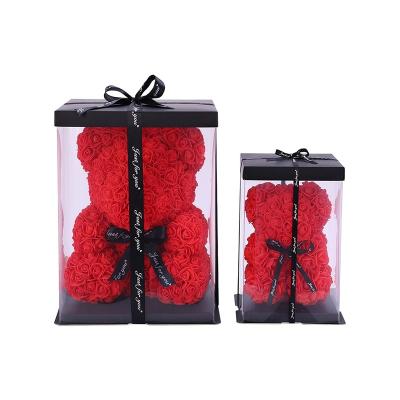 China Crafts Gift Valentines Gift 40Cm Roses Foam Gifts Mini Preserved Valentine Rose Bear Teddy Bears Artificial Flowers With Red Box for sale