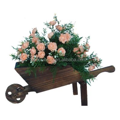 China Wooden Garden Decorate Wheel Cart Flower Pot for sale