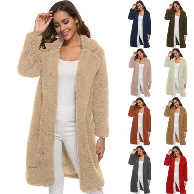 China Wholesale Breathable Teddy Long Plus Size Plush Cardigan Winter Warm Coat For Women for sale