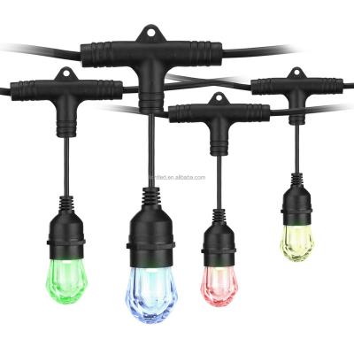 China 2021 NEW Extendable Tuya Alexa IP65 RGBW Smart Light Bulbs 49ft Acrylic Linkable wifi COLORFUL Decorative Patio String Light for sale