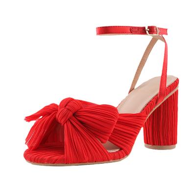 China 2023 Red Bowknot Sweet Women's Office Stunning Heeled Sandals Summer Fashion Women's Sandals High Tall for sale