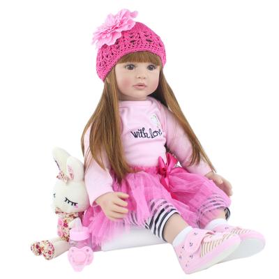 China Doll Limbs Can Be Active Silicone Reborn Baby - Doll Toys 24 Inches With Long Hair Realistic Baby Dolls 100% Handmade Girl Kids Friends Doll Reborn Toys for sale