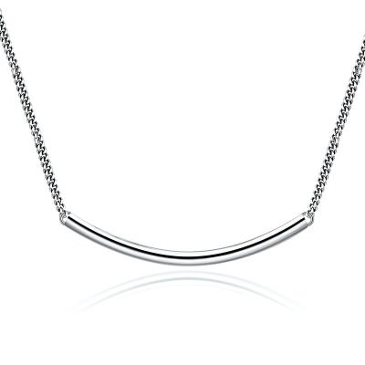 China CLASSIC Women's Minimalist Sterling Silver Jewelery Smile Pendant Clavicle Necklace for sale