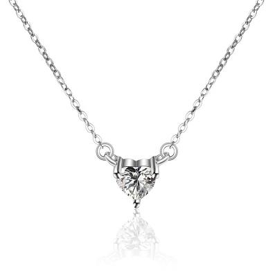 China 2022 Amazon Best Selling Most Popular Romantic Cubic Zirconia Heart Necklaces For Women 925 Sterling Silver Love for sale