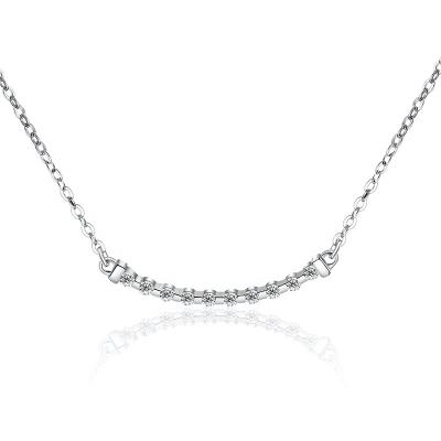 China FASHIONABLE Japan and Korea Fashion 925 Crystals Silver CZ Zircon Smile Face Simple Cute Necklace Chain for sale