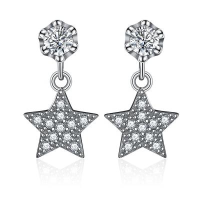 China Cute newcomer Korea fashion 925 Sterling Silver Rose Gold Plated moon and star stud earrings for girls for sale