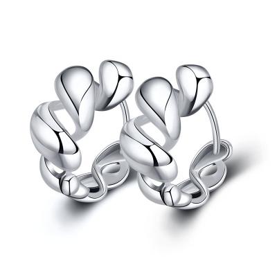 China Fashion Cute Minimalist European Jewelry 925 Sterling Silver Twisted Hoop Earrings For Women for sale