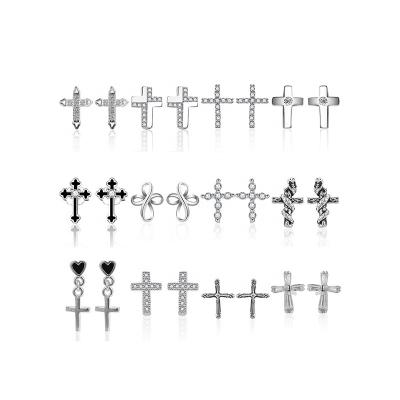 China CLASSIC Custom Jewelry Cross Stud Earrings Sterling Silver Jewelry For Women for sale