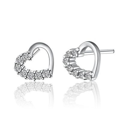 China Ladies Jewelry 925 Sterling Silver Statement Heart Stud CLASSIC Earring For Women Little Girls Jewelry for sale