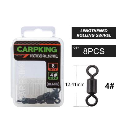 China High Strength CK9206 Stainless Steel Terminal Tackle 8PCS Fishing Rolling Swivels For Carp Fishing Long Body Swivel High Speed ​​Snaps for sale