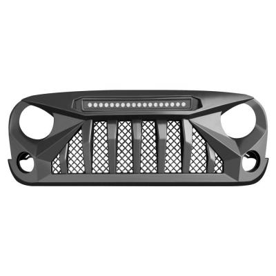 China Matte Black Luxury Front Grill for Jeep Wrangler 2007-2017 JK/JKU Rubicon Sahara Sport (w/LED Offroad Lights) for sale