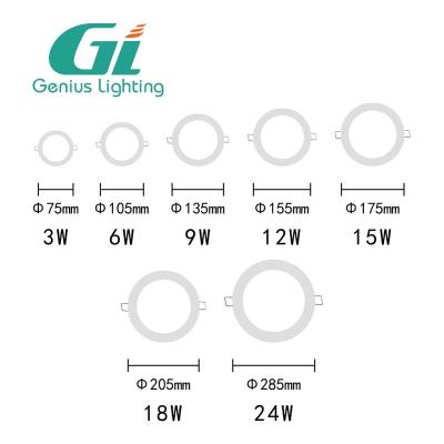 China Industrial Customize Indoor Commercial Mall Aluminum COB Recessed 3W 6W 9W 12W 15W 18W 24W Indoor Die-Cast Ultrathin Panel Lights for sale