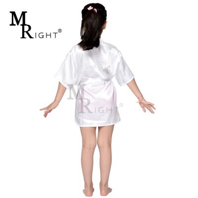 China Children's Bridesmaids Kimono Silk Wedding Long Robes Breathable Satin Nightgown Solid Color With Clear Rhinestones Back for sale