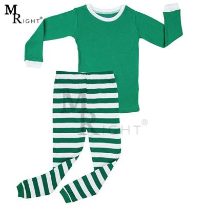 China Boys And Girls 100% Cotton Thermal Christmas Striped Set Of 2 Piece Kids Pajamas for sale