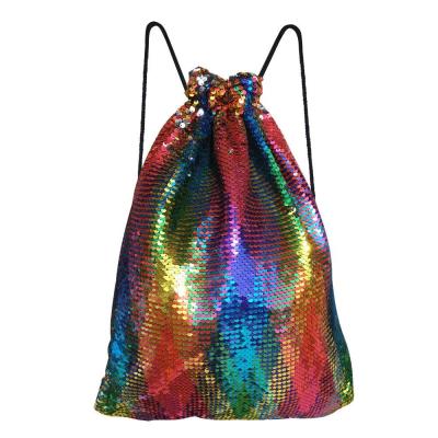 China Mermaid Sequin Foldable/Durable/Soft/Lightweight Drawstring Bags Reversible Sequin Backpacks Shoulder Bags Girls Boys Girls Women for sale