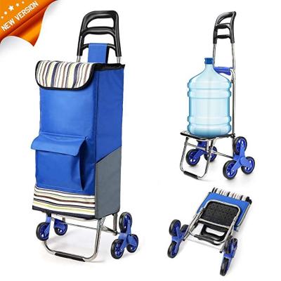 China Fashionable Upgraded Folding Climbing Shopping Cart Stair Cart Grocery Laundry Service Cart With Wheel Bearings for sale