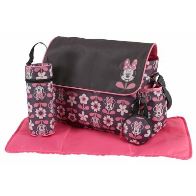 China Multi Purpose Minnie Mouse Multi Piece Baby Diaper Bag Mummy Bag with Flapper Floral Print for sale