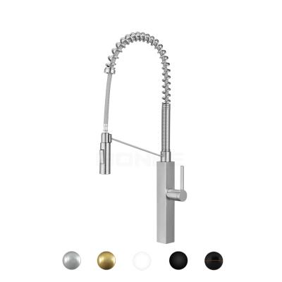 China Lead Free Thermostatic Faucets Stainless Steel Single Lever Handle Pull Down Sprayer Brushed Nickel Kitchen Faucet for sale