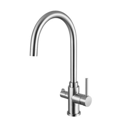 China Thermostatic Faucets Stainless Steel 304 Two Handle Faucet Square Brushed Drinking Water Kitchen Faucet for sale