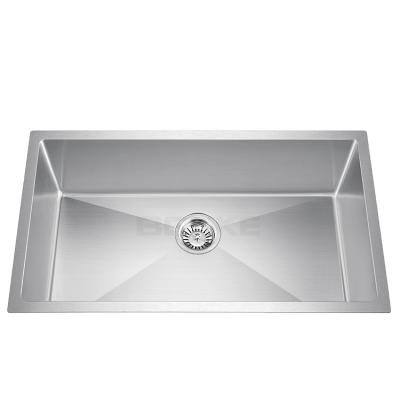 China Without Faucet 31 Inch Undermount Stainless Steel Round Corner Bowl Handmade Single Bowl Kitchen Sink for sale