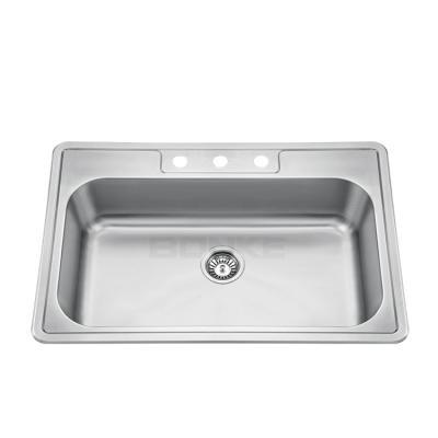 China With Faucet Self Rim And Classic Satin Deck Fitted 3 Hole Topmount Stainless Steel Single Basin Large Kitchen Sink for sale