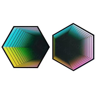 China Hot Sale Home Household Decorate Hexagon Mirror Wall RGB Colorful Atmosphere Led Light for sale