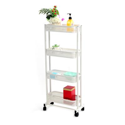 China Hot Sale Metal Kitchen Vegetable Storage Four-Layer Storage Shelves Rolling Cart for sale