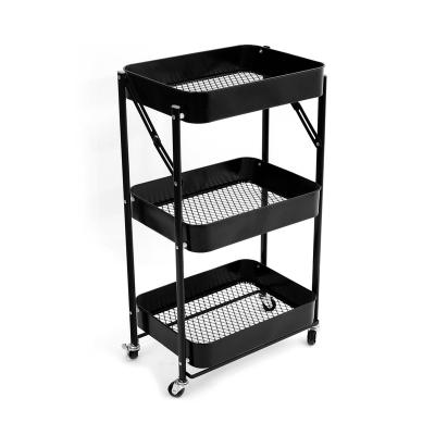 China Metal Serving Trolley Folding 2 Shelf Plastic Serving Cart with 3 Shelves 4 Storage Tower Cart Mobile for sale