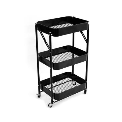 China Tier-Universal-Rolling-Shelf-Metal-Trolley-Org Metal Cart 3 with 4 Shelves Transport Carts for sale